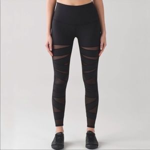 Lululemon High Waist Black Mesh Leggings